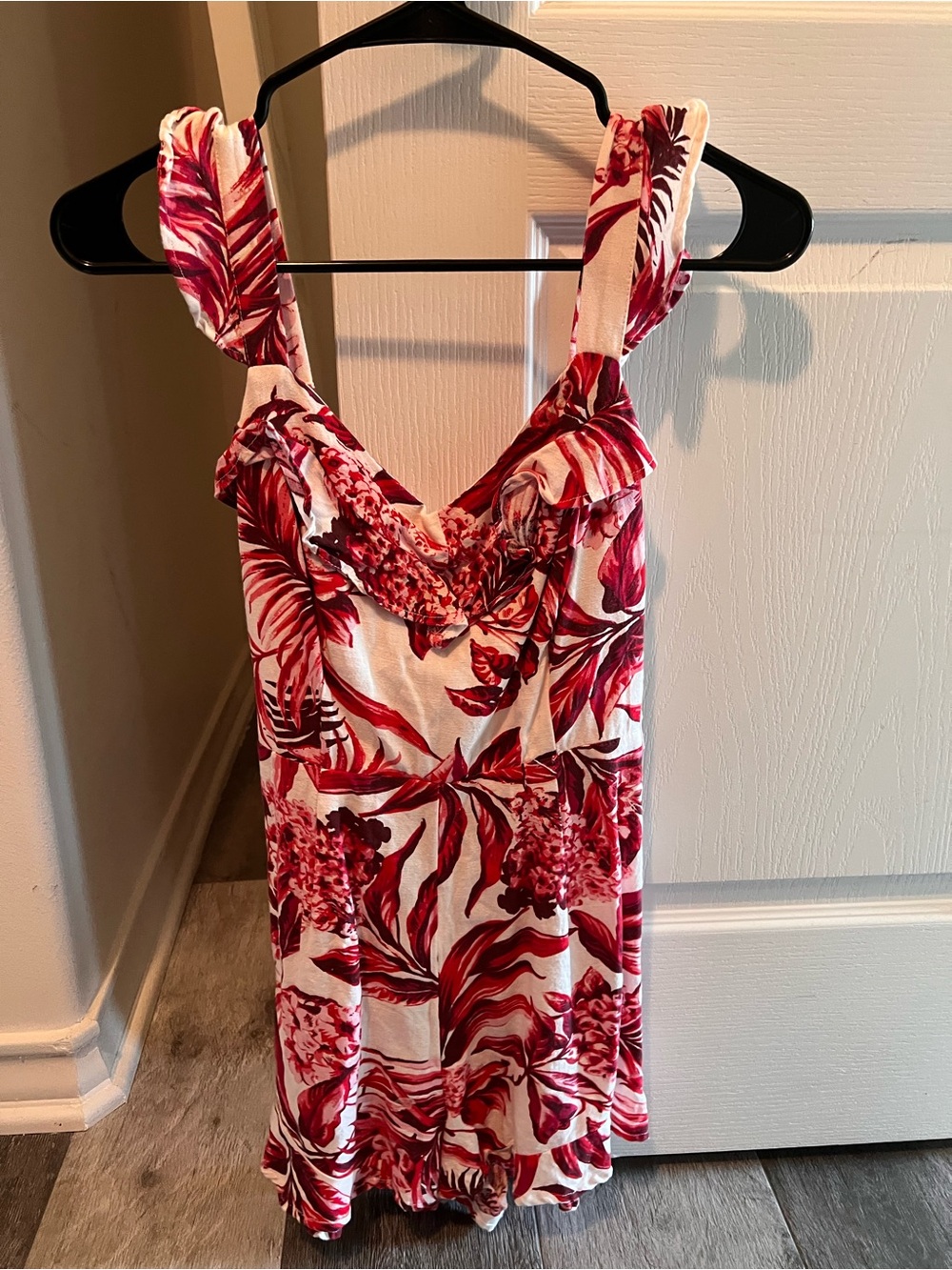 Red Floral Ruffle Sundress